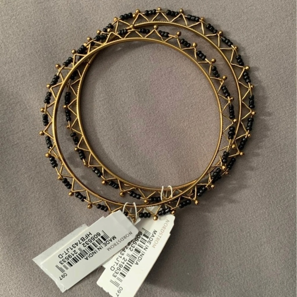 Black and gold bangle bracelets